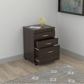 Espresso Wood Three Drawer filing Cabinet