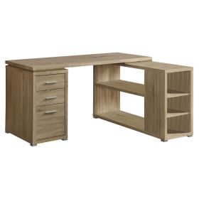 47" Light Brown L-Shape Computer Desk With Three Drawers