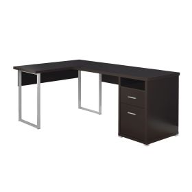 47" Brown L-Shape Computer Desk With Two Drawers
