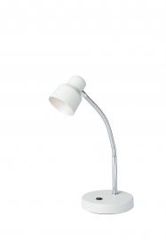 13" White Metal Bedside Table Lamp With White Shade