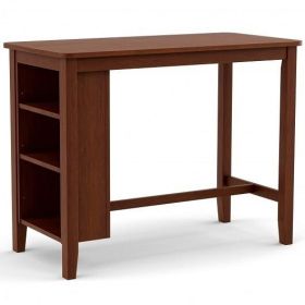 Counter Height Bar Table with 3-Tier Storage Shelves for Home Restaurant - Color: Walnut