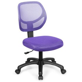 Low-back Computer Task Chair with Adjustable Height and Swivel Casters-Purple - Color: Purple