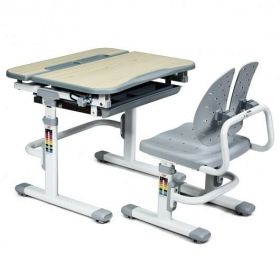 Height Adjustable Kids Study Desk and Chair Set-Gray