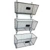 3pcs Wire Letter Mail Mount Metal Rack Basket Vintage Triple Organizer Black Wall Mount Metal Wire Storage Mesh Bin for Kitchen Bathroom Laundry Close