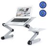 Adjustable Laptop Stand Laptop Desk with 2 CPU Cooling USB Fans for Bed Aluminum Lap Workstation Desk with Mouse Pad, Foldable Cook Book Stand Noteboo