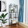 Ladder Shelf, 4 Tier Industrial Leaning Bookshelf, Metal Bookshelves Standing for Room, Office, Living Room, Bedroom, Farmhouse Rustic Tall Bookcase O