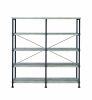 DunaWest 63 Inch Industrial 4 Tier Bookshelf, Particleboard, Metal Frame, Gray, Black