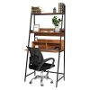 FCH Vintage Color 3-Tier Ladder Computer Desk with Storage Bookshelf, Modern Writting Table for Office and Home RT