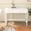 Modern Home Office Desk Study Table Writing Desk with 1 Storage Drawer,Makeup Vanity Dressing Table X Design Accent-White