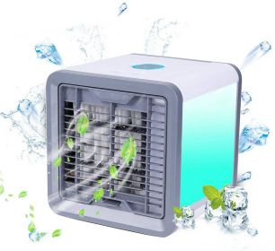 USB Personal Mini Air Cooler, Portable Air Conditioner w/ 3 Speeds, 7-Colors LED Light and Ice Water Tank