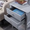 conifferism Grey Nightstand with 2 Drawers,Tall Bedside Table with Storage Shelf,Wooden End Tables Bedroom,Large Side Table for Home Furniture Living