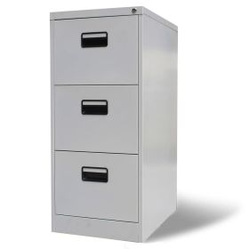 File Cabinet with 3 Drawers Gray 40.4" Steel