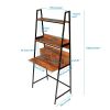 FCH Vintage Color 3-Tier Ladder Computer Desk with Storage Bookshelf, Modern Writting Table for Office and Home RT