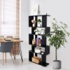 Freestanding Ladder Bookcase, 5 Cubes Corner Storage Bookshelf, 5-Layer Shelves Closet Organizer Rack Display Cabinet (Black)