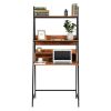 FCH Vintage Color 3-Tier Ladder Computer Desk with Storage Bookshelf, Modern Writting Table for Office and Home RT