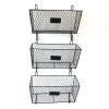 3pcs Wire Letter Mail Mount Metal Rack Basket Vintage Triple Organizer Black Wall Mount Metal Wire Storage Mesh Bin for Kitchen Bathroom Laundry Close