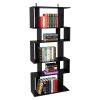 Freestanding Ladder Bookcase, 5 Cubes Corner Storage Bookshelf, 5-Layer Shelves Closet Organizer Rack Display Cabinet (Black)