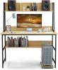 Mecor Computer Desk Writing Study Workstation 47 inches with Upper Shelf/Storage Bookshelf and CPU Stand Modern Design for Home Office Small Spaces (Y