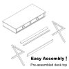 conifferism Simple Student Black Writing Desk with 2 Drawers, Modern Wood Computer Table Desk, Sturdy X-Shaped Leg for Home Office, Bedroom