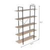 Bookshelf 5 Tiers Open Vintage Rustic Bookcase Storage Organizer, Modern Industrial Style Book Shelf Furniture for Living Room Home or Office, Wood Lo
