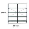DunaWest 63 Inch Industrial 4 Tier Bookshelf, Particleboard, Metal Frame, Gray, Black
