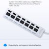JDL-A7 HUB USB Hub 7 Port USB 2.0 Independent Switch Indicator High Speed Ultra Slim Splitter Hub with USB Cable for Desktop Notebook USB Mouse Scanne
