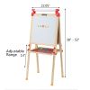 Kids Wooden Art Easel Double-Sided Whiteboard and Chalkboard Adjustable Standing Easel with Paper Roll Holder