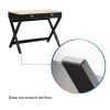 conifferism Simple Student Black Writing Desk with 2 Drawers, Modern Wood Computer Table Desk, Sturdy X-Shaped Leg for Home Office, Bedroom