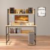 Mecor Computer Desk Writing Study Workstation 47 inches with Upper Shelf/Storage Bookshelf and CPU Stand Modern Design for Home Office Small Spaces (Y