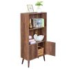 Bookcase, 2-Tier Bookshelf with Doors, Storage Cabinet for Books, Photos, Decorations, in Living Room, Office, Library(Walnut)