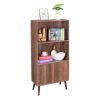 Bookcase, 2-Tier Bookshelf with Doors, Storage Cabinet for Books, Photos, Decorations, in Living Room, Office, Library(Walnut)