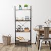 Ladder Shelf, 4 Tier Industrial Leaning Bookshelf, Metal Bookshelves Standing for Room, Office, Living Room, Bedroom, Farmhouse Rustic Tall Bookcase O