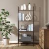 Ladder Shelf, 4 Tier Industrial Leaning Bookshelf, Metal Bookshelves Standing for Room, Office, Living Room, Bedroom, Farmhouse Rustic Tall Bookcase O