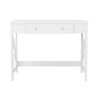 Modern Home Office Desk Study Table Writing Desk with 1 Storage Drawer,Makeup Vanity Dressing Table X Design Accent-White