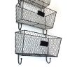 3pcs Wire Letter Mail Mount Metal Rack Basket Vintage Triple Organizer Black Wall Mount Metal Wire Storage Mesh Bin for Kitchen Bathroom Laundry Close