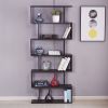 6 Shelf Bookcase, Modern S-Shaped Z-Shelf Style Bookshelf, Multifunctional Wooden Storage Display Stand Shelf for Living Room, Home Office, Bedroom, B