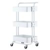 3-Tier Home Kitchen Storage Utility cart with handle-White--YS