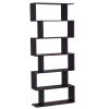 6 Shelf Bookcase, Modern S-Shaped Z-Shelf Style Bookshelf, Multifunctional Wooden Storage Display Stand Shelf for Living Room, Home Office, Bedroom, B