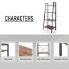 Ladder Shelf, 4 Tier Industrial Leaning Bookshelf, Metal Bookshelves Standing for Room, Office, Living Room, Bedroom, Farmhouse Rustic Tall Bookcase O