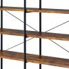 DunaWest 63 Inch Industrial 4 Tier Shelf Bookshelf, Particleboard, Metal Frame, Brown, Black