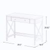 Modern Home Office Desk Study Table Writing Desk with 1 Storage Drawer,Makeup Vanity Dressing Table X Design Accent-White