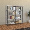 DunaWest 63 Inch Industrial 4 Tier Bookshelf, Particleboard, Metal Frame, Gray, Black