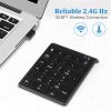 Wireless Number Pads, Numeric Keypad Numpad 27 Keys Portable 2.4 GHz Financial Accounting Number Keyboard with Clean Brush Slim Min Extensions for Mac