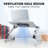 Adjustable Laptop Stand Laptop Desk with 2 CPU Cooling USB Fans for Bed Aluminum Lap Workstation Desk with Mouse Pad, Foldable Cook Book Stand Noteboo