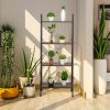 Ladder Shelf, 4 Tier Industrial Leaning Bookshelf, Metal Bookshelves Standing for Room, Office, Living Room, Bedroom, Farmhouse Rustic Tall Bookcase O