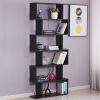 6 Shelf Bookcase, Modern S-Shaped Z-Shelf Style Bookshelf, Multifunctional Wooden Storage Display Stand Shelf for Living Room, Home Office, Bedroom, B