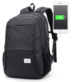 Charging backpack Oxford cloth notebook bag (Color: Black, Style: With usb)