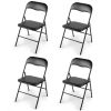 White/Black Plastic Folding Chair for Wedding Commercial Events Stackable Folding Chairs with Padded Cushion Seat