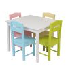 Kids Wooden Table and 4 Chair Set, 5 Pieces Set Includes 4 Chairs and 1 Activity Table, Toddler Table for 3-7 Years, Playroom Furniture, Picnic Table