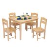 Kids Wooden Table and 4 Chair Set, 5 Pieces Set Includes 4 Chairs and 1 Activity Table, Toddler Table for 3-7 Years, Playroom Furniture, Picnic Table